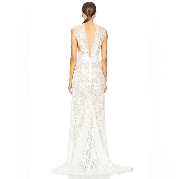 NWOT BRONX AND BANCO Naia Lace Gown in White Wedding Evening Gown - Picture 4 of 16